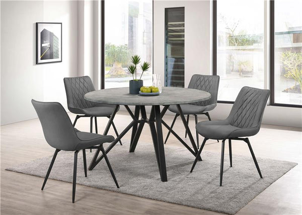 Neil Round Wood Top Dining Table Concrete and Black - 193801