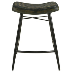 Bayu Leather Upholstered Saddle Seat Backless Counter Height Stool Antique Espresso and Black (Set of 2) - 109258