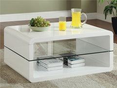 Elana 1-shelf Rectangular Coffee Table White High Gloss - 703268