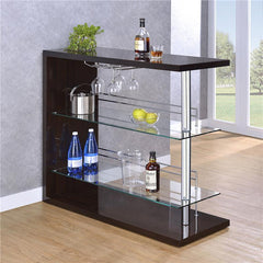 Prescott Rectangular 2-shelf Bar Unit Glossy Cappuccino - 100166