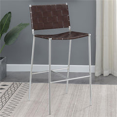 Adelaide Upholstered Bar Stool with Open Back Brown and Chrome - 183584