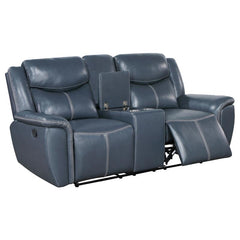 Sloane 2-piece Upholstered Reclining Sofa Set Blue - 610271-S2