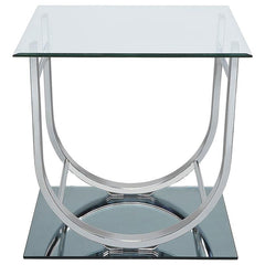 Danville Square U-Shaped Glass Top Side End Table Chrome - 704987