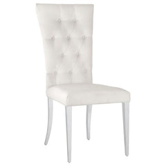 Kerwin Tufted Upholstered Side Chair (Set of 2) White and Chrome - 111102
