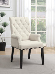 Alana Upholstered Arm Chair Beige and Smokey Black - 107283