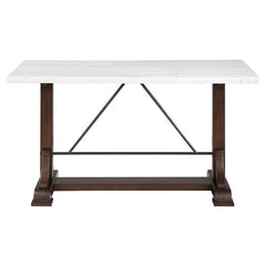 Aldrich 5-piece Counter Height Dining Set Genuine White Marble Top and Dark Brown - 182438-S5