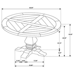 Florence Round Pedestal Dining Table with Planked Wood Top Antique Black - 115530