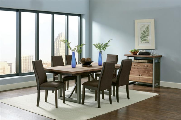 Spring Creek 7-piece Dining Room Set Natural Walnut and Taupe - 106581-S7G