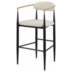 Tina Metal Pub Height Bar Stool with Upholstered Back and Seat Beige (Set of 2) - 121187