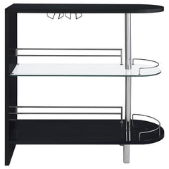Adolfo 3-tier Bar Table Glossy Black and Clear - 101063