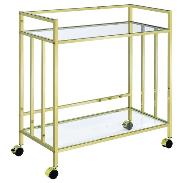 Cara Rectangular Glass Bar Cart Brass - 181381
