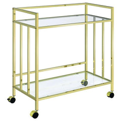 Cara Rectangular Glass Bar Cart Brass - 181381