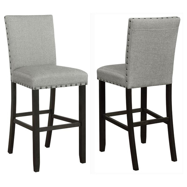 Kentfield Solid Back Upholstered Bar Stools Grey and Antique Noir (Set of 2) - 193129
