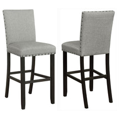 Kentfield Solid Back Upholstered Bar Stools Grey and Antique Noir (Set of 2) - 193129