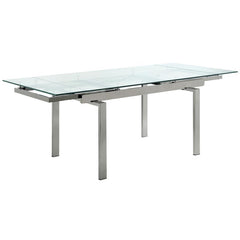 Wexford Glass Top Dining Table with Extension Leaves Chrome - 106281