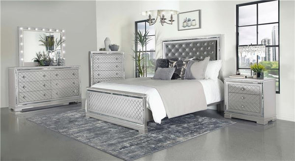 Eleanor Wood Eastern King Panel Bed Metallic Mercury - 223461KE