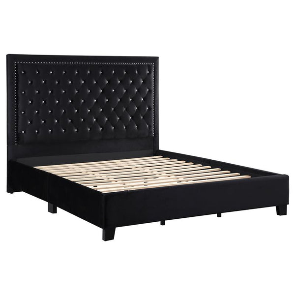 Hailey Upholstered Eastern King Panel Bed Black - 315925KE