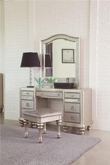 Bling Game Upholstered Vanity Stool Metallic Platinum - 204189