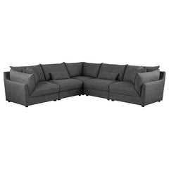 Sasha 5-piece Upholstered Modular Sectional Barely Black - 551681-SETA