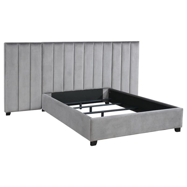 Arles Upholstered Queen Wall Panel Bed Grey - 306070Q-SP