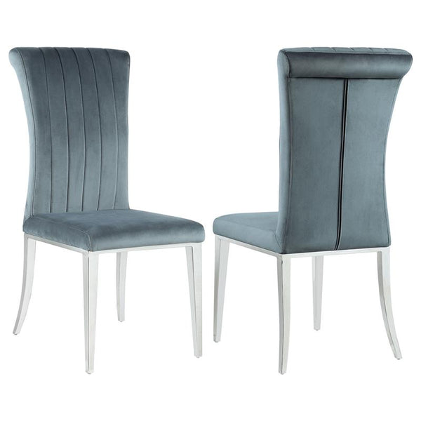 Beaufort Upholstered Curved Back Side Chairs Dark Grey (Set of 2) - 109452