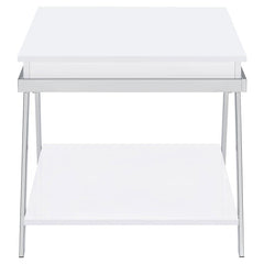 Marcia Rectangular Side End Table White High Gloss - 708157
