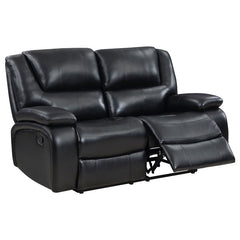 Camila 2-piece Upholstered Motion Reclining Sofa Set Black - 610244-S2