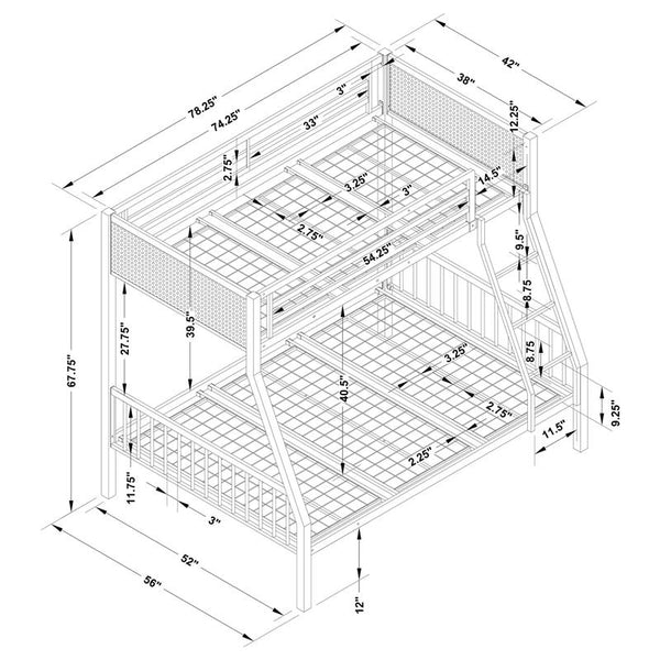 Meyers Metal Twin Over Full Bunk Bed Black - 460391