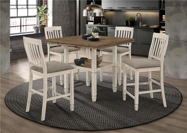 Sarasota 5-piece Counter Height Dining Set with Drop Leaf Nutmeg and Rustic Cream - 192818-S5
