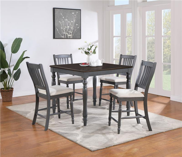 Wiley 5-piece Square Spindle Legs Counter Height Dining Set Beige and Grey - 120576