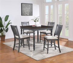 Wiley 5-piece Square Spindle Legs Counter Height Dining Set Beige and Grey - 120576