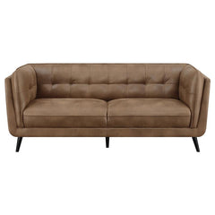 Thatcher Upholstered Tuxedo Arm Tufted Sofa Brown - 509421