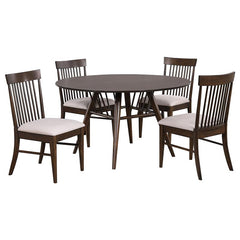 Everton 5-piece Round 54-inch Dining Table Set Walnut - 108891-S5