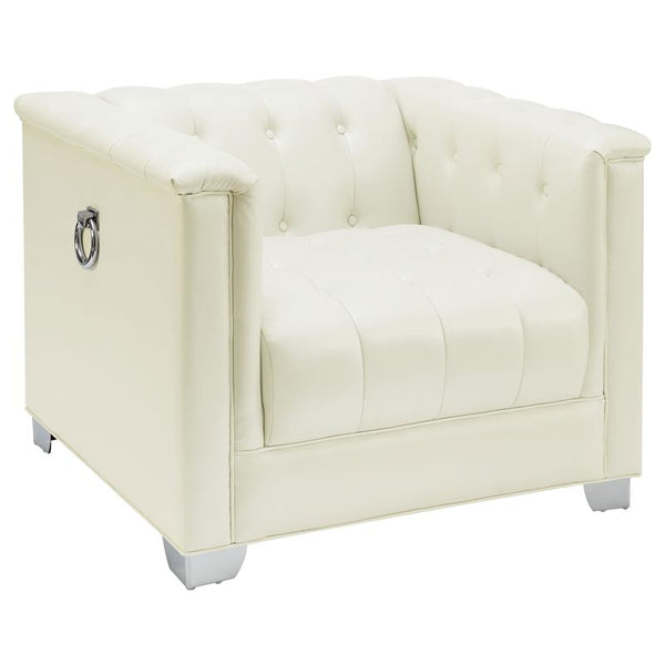 Chaviano Upholstered Track Arm Accent Chair Pearl White - 505393