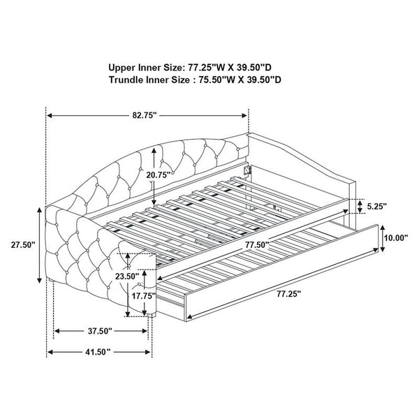 Sadie Upholstered Twin Daybed with Trundle Taupe - 300639