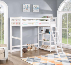 Anica 3-shelf Wood Twin Loft Bed White - 460089