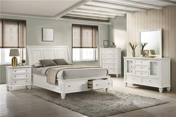Sandy Beach California King Storage Panel Bed Cream White - 201309KW