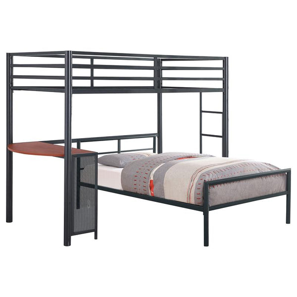 Fisher Twin Over Twin Workstation Loft Bed Set Gunmetal - 460229-S2T