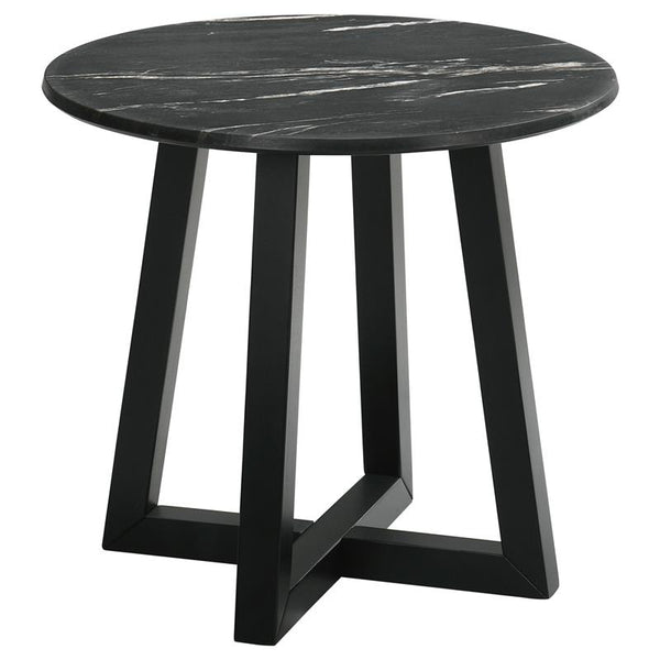 Skylark Round Marble-like SmartTop Side End Table Black - 707847