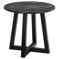 Skylark Round Marble-like SmartTop Side End Table Black - 707847