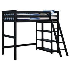 Anica 3-shelf Wood Twin Loft Bed Black - 460084