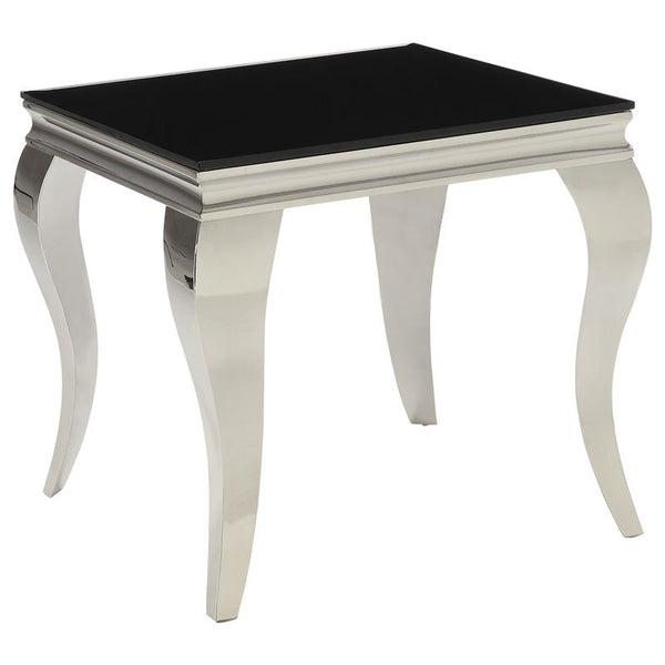 Carone Square End Table Chrome and Black - 705017