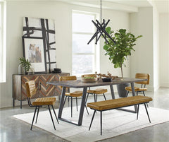 Misty Sled Leg Dining Table Grey Sheesham and Gunmetal - 110681