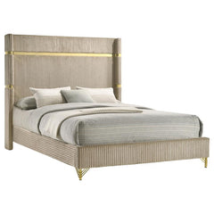 Lucia Upholstered Queen Wingback Bed Beige - 224731Q
