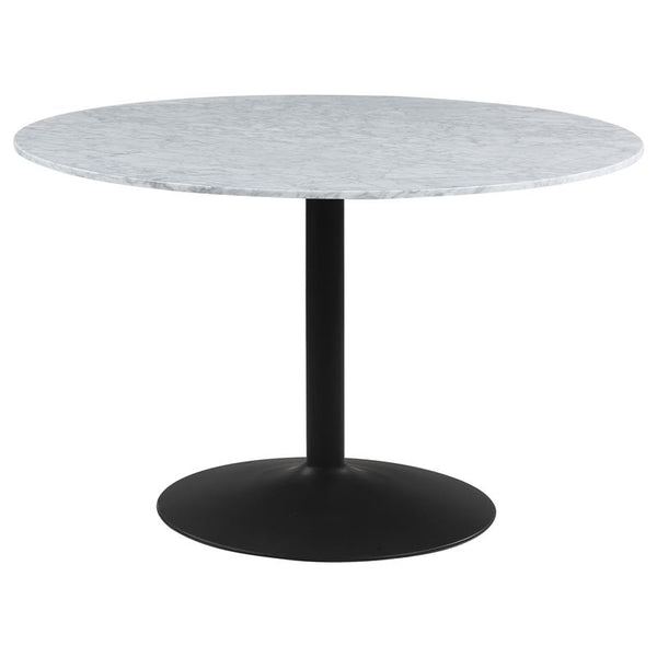 Bartole Round Dining Table White and Matte Black - 108020