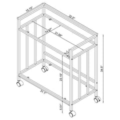 Cara Rectangular Glass Bar Cart Chrome - 181382