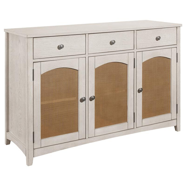 Kirby 3-drawer Rectangular Server with Adjustable Shelves Natural and Rustic Off White - 192695
