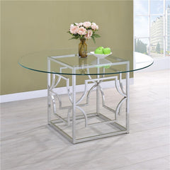 Starlight Round Glass Top Dining Table Clear and Chrome - 192561BG