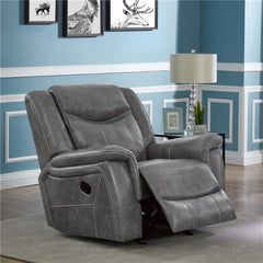 Conrad Upholstered Padded Arm Glider Recliner Grey - 650356