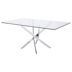 Carmelo X-shaped Dining Table Chrome and Clear - 107931